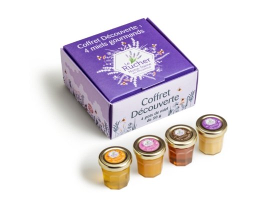 Coffret découverte 4 pots de miel, Le Rucher Notre dame en Provence