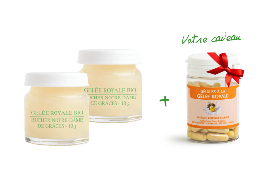 Offre 2 pots de gelée royale + un pot de gélules offert